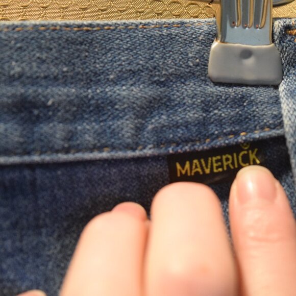 1970s MAVERICK Vintage Mens Jeans 32x 36 Disco Wide Leg Flare Denim EXCELLENT - Picture 10 of 15